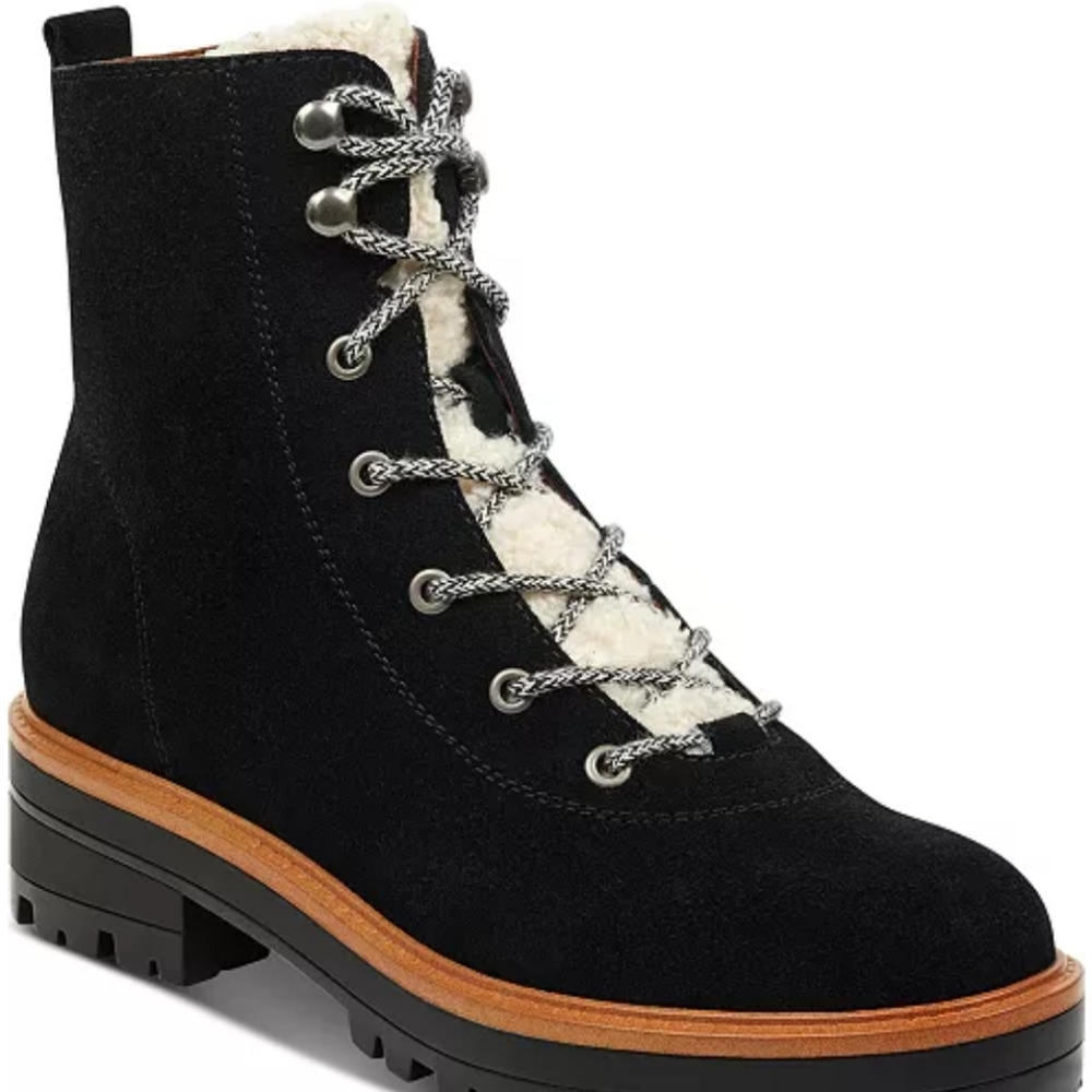 MARC FISHER Black "Izma" Lace-Up Hiker Booties NWOT Sz 9
